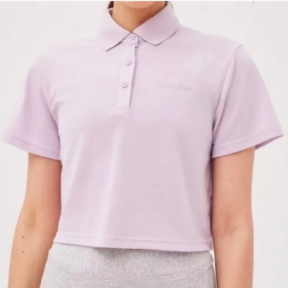 Outdoor Voices Morning Glory Purple Cropped Polo Shirt Small